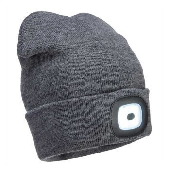   Portwest B028 Újratölhető dupla LED lámpás sapka Szürke