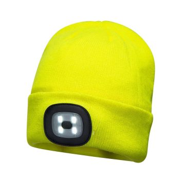 Portwest B028 Újratölhető dupla LED lámpás sapka Sárga