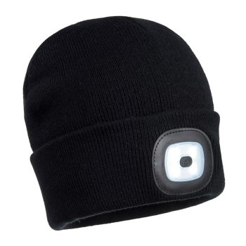   Portwest B029 Beanie USB újratölthető LED-es fejlámpa Fekete
