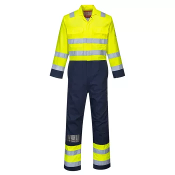   Portwest BIZ7 Bizflame Work Hi-Vis antisztatikus overál Sárga/Navy - S