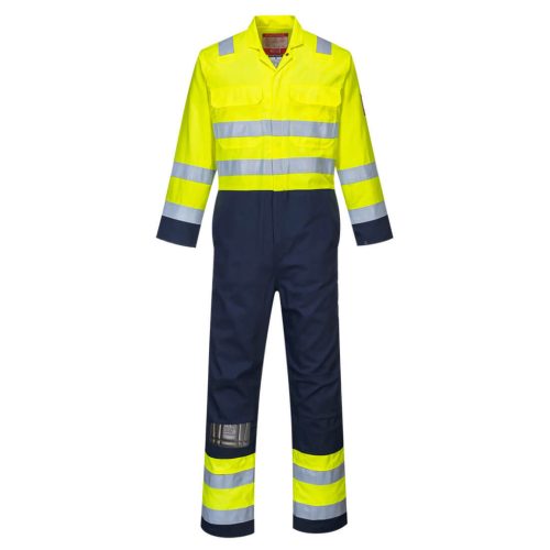 Portwest BIZ7 Bizflame Work Hi-Vis antisztatikus overál Sárga/Navy - 4XL