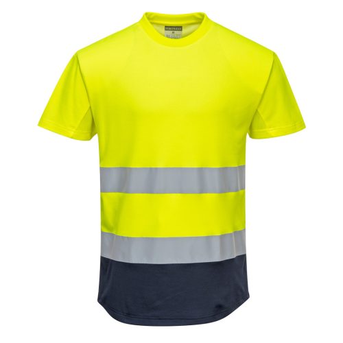 Portwest C395 Kéttónusú Mesh póló Sárga/Navy - M