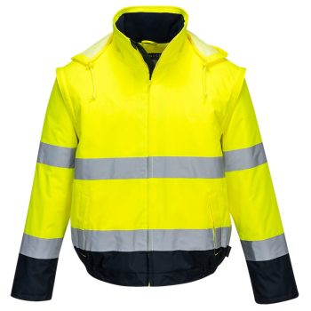   Portwest C464 Hi-Vis 2 az 1-ben kontrasztos Essential Lite bomber kabát Sárga/Navy - 3XL