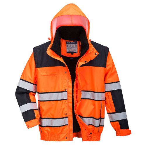 Portwest C466 Hi-Vis Classic Bomber dzseki Narancs/Fekete - XS