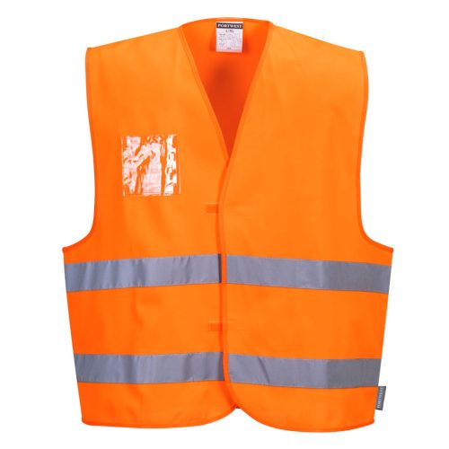 Portwest C475 Jól láthatósági mellény - Dupla azonosítókártya tartóval Narancs - L/XL
