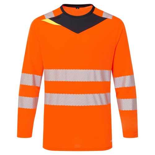 Portwest DX416 DX4 Hi-Vis hosszú ujjú póló L/S Narancs/Fekete - 3XL