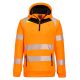 Portwest DX482 DX4 Hi-Vis 1/4 zippzáras kapucnis pulóver Narancs/Fekete - XL