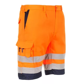   Portwest L043 Hi-Vis könnyű poli-pamut rövidnadrág Narancs/Navy - S