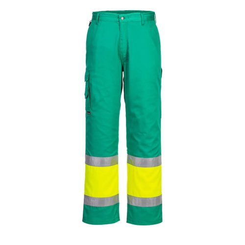 Portwest L049 Hi-Vis könnyű, kéttónusú Combat nadrág Sárga/Kékeszöld - M