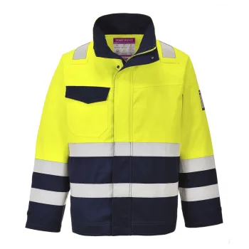 Portwest MV25 Hi-Vis Modaflame munkakabát Sárga/Navy - S