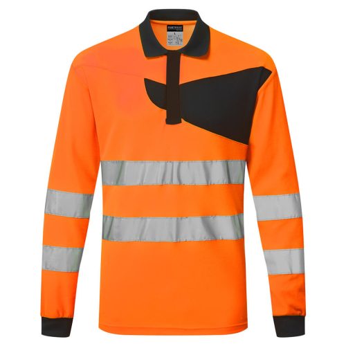 Portwest PW220 PW2 Hi-Vis hosszú ujjú pólóing Narancs/Fekete - M