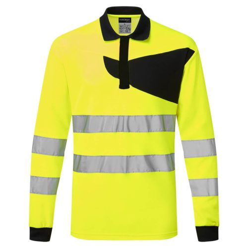 Portwest PW220 PW2 Hi-Vis hosszú ujjú pólóing Sárga/Fekete - M