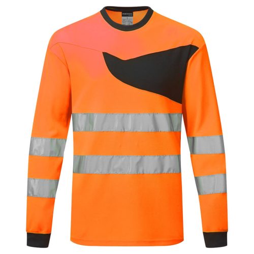 Portwest PW221 PW2 Hi-Vis hosszú ujjú póló Narancs/Fekete - M