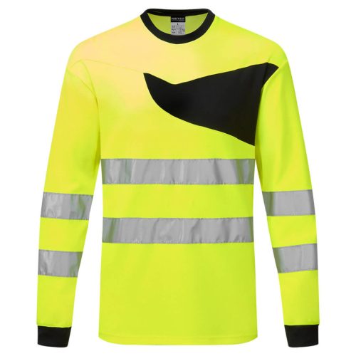 Portwest PW221 PW2 Hi-Vis hosszú ujjú póló Sárga/Fekete - L