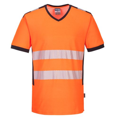 Portwest PW310 PW3 Hi-Vis V-nyakú póló Narancs/Fekete - L