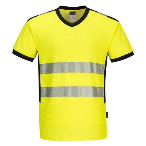 Portwest PW310 PW3 Hi-Vis V-nyakú póló Sárga/Fekete - M
