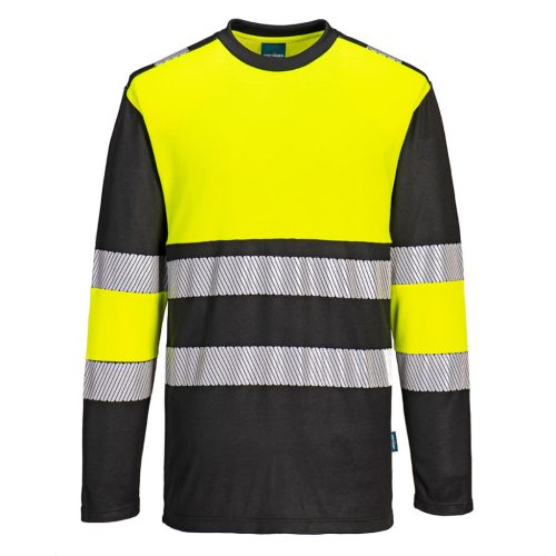 Portwest PW312 PW3 Hi-Vis Class 1 hosszú ujjú póló L/S Sárga/Fekete - XL