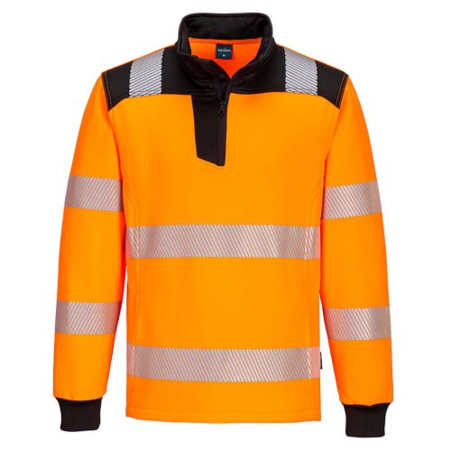 Portwest PW326 PW3 Hi-Vis 1/4 Zippzáras hosszú ujjú póló Narancs/Fekete - XXL