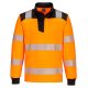 Portwest PW326 PW3 Hi-Vis 1/4 Zippzáras hosszú ujjú póló Narancs/Fekete - 4XL