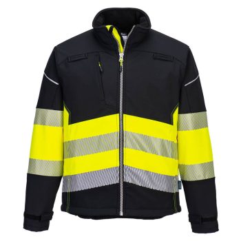   Portwest PW375 PW3 Hi-Vis Class 1 Softshell kabát (3L) Fekete/Sárga - L