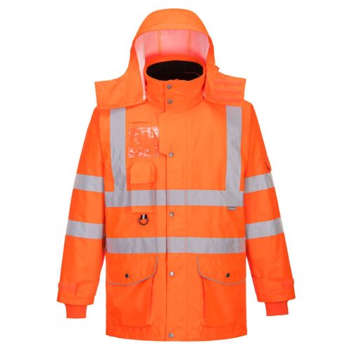 Portwest RT27 Hi-Vis légáteresztő az 7-in-1 közlekedési kabát Narancs - M
