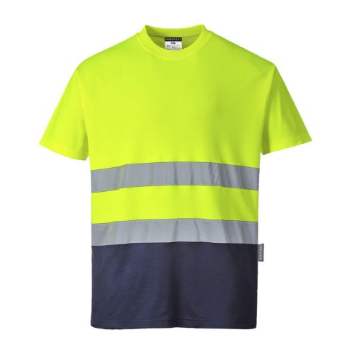 Portwest S173 Kéttónusú Cotton Comfort póló Sárga/Navy - M