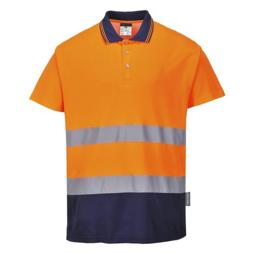 Portwest S174 Kéttónusú Cotton Comfort póló Narancs/Navy - 4XL