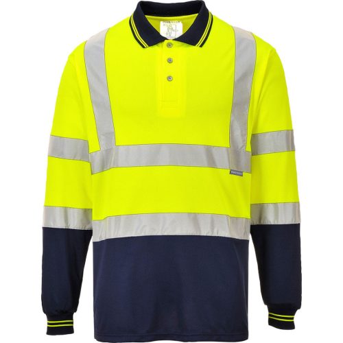 Portwest S279 Kéttónusú hosszú ujjú pólóing Sárga/Navy - M