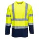 Portwest S280 Kéttónusú, hosszú ujjú Cotton Comfort póló Sárga/Navy - S