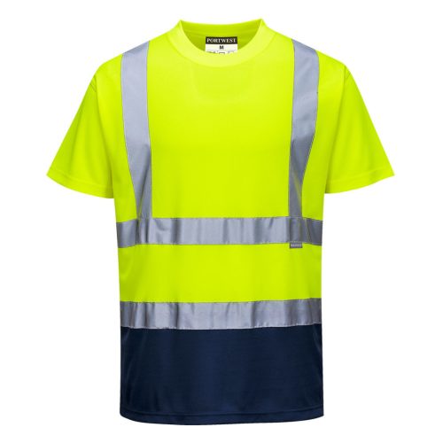 Portwest S378 Kéttónusú póló Sárga/Navy - M