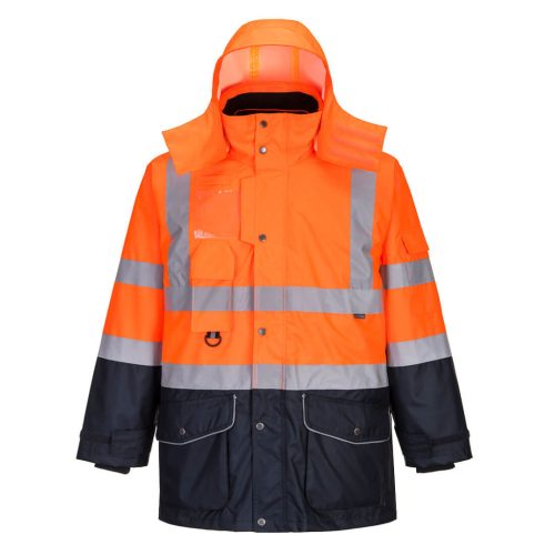 Portwest S426 Hi-Vis 7 az 1-ben kontraszt Traffic kabát Narancs/Navy - M