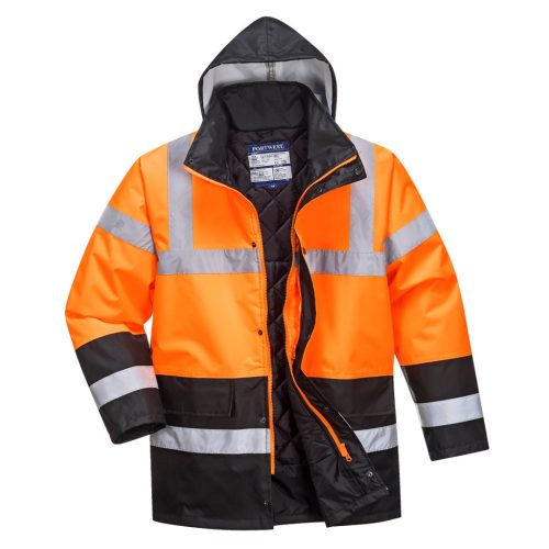 Portwest S467 Hi-Vis Kéttónusú Traffic kabát Narancs/Fekete - L