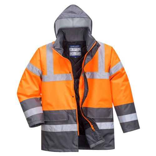 Portwest S467 Hi-Vis Kéttónusú Traffic kabát Narancs/Szürke - M