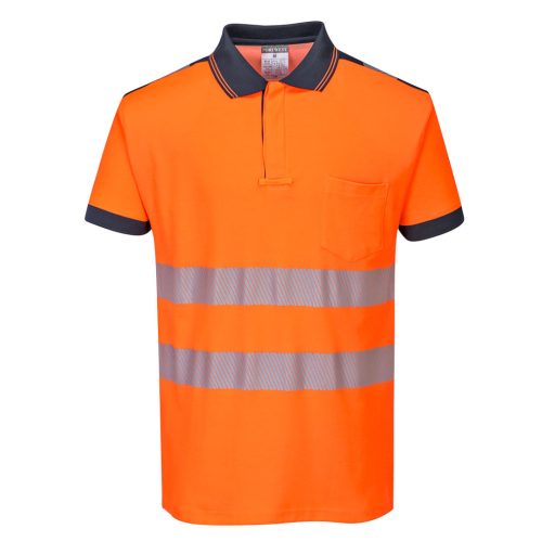 Portwest T180 PW3 Hi-Vis pólóing S/S Narancs/Navy - 3XL
