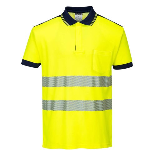 Portwest T180 PW3 Hi-Vis pólóing S/S Sárga/Navy - L