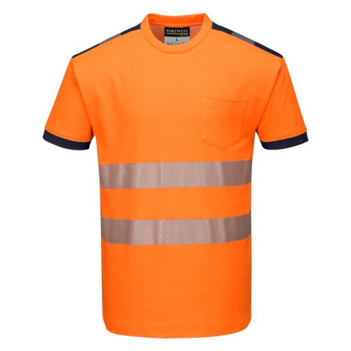 Portwest T181 PW3 Hi-Vis póló S/S Narancs/Navy - L