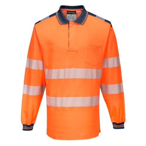 Portwest T184 PW3 Hi-Vis hosszú ujjú pólóing Narancs/Navy - L