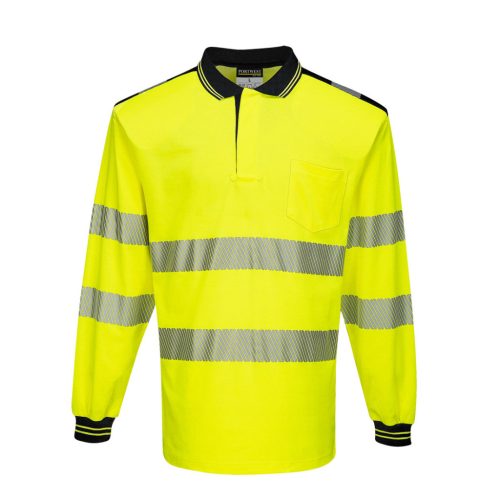 Portwest T184 PW3 Hi-Vis hosszú ujjú pólóing Sárga/Fekete - S
