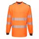 Portwest T185 PW3 Hi-Vis hosszú ujjú póló Narancs/Fekete - M