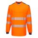 Portwest T185 PW3 Hi-Vis hosszú ujjú póló Narancs/Navy - 4XL