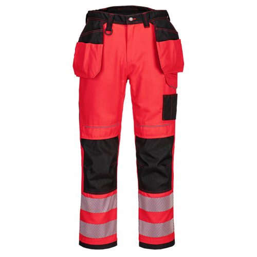 Portwest T501 PW3 Hi-Vis Holster nadrág Piros/Fekete - 34