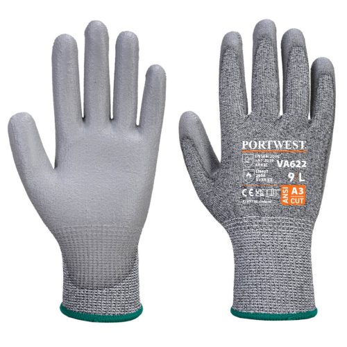 Portwest VA622 Vending MR Cut PU tenyérmártott vágásbiztos védőkesztyű Szürke - L