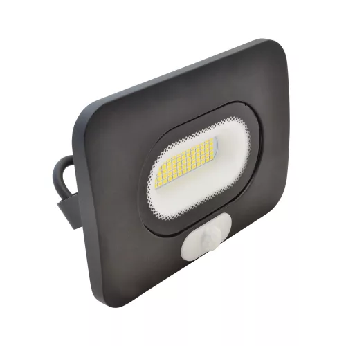 Tracon SMD fényvető mozgásérzékelővel, fekete, 220-240V AC, 10W, 4000K, IP65, 750lm, A, 3-10m
