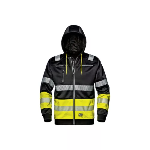 Sir Safety System Hi-Vis Contrast kapucnis melegítőfelső fekete/sárga 4XL