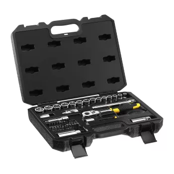   Stanley dugókulcs készlet 5 fokonkénti fogazással, kemény dobozban 3/8” 45 részes