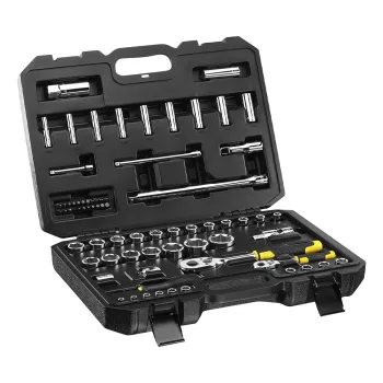   Stanley dugókulcs készlet 5 fokonkénti fogazással, kemény dobozban 1/4”+1/2” 72 részes